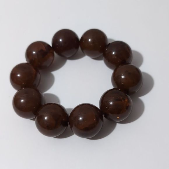 Jewelry - 3041 Chunky Brown Beaded Stretch Bracelet